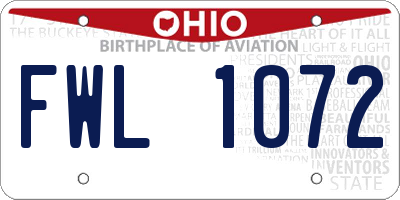 OH license plate FWL1072