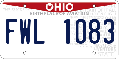 OH license plate FWL1083