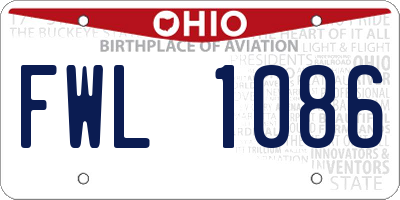 OH license plate FWL1086