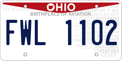 OH license plate FWL1102