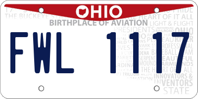 OH license plate FWL1117