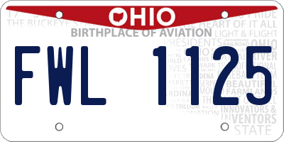 OH license plate FWL1125