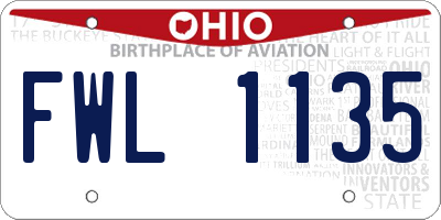OH license plate FWL1135