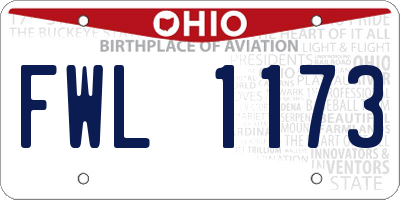 OH license plate FWL1173