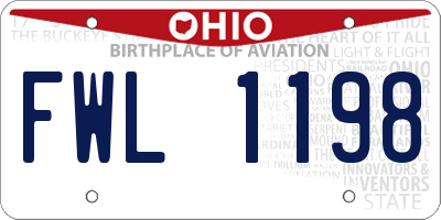 OH license plate FWL1198