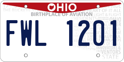 OH license plate FWL1201