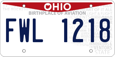 OH license plate FWL1218