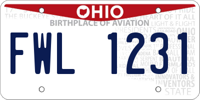 OH license plate FWL1231