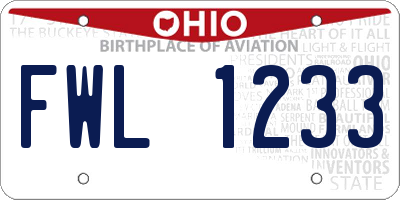 OH license plate FWL1233