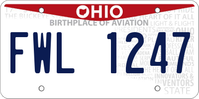 OH license plate FWL1247