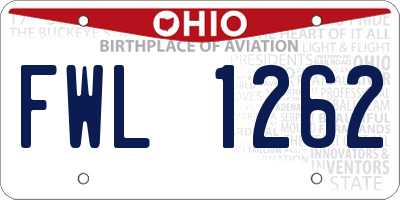 OH license plate FWL1262