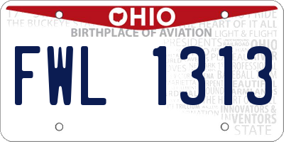 OH license plate FWL1313
