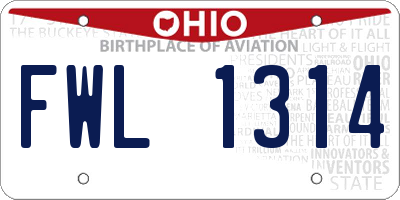 OH license plate FWL1314