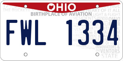 OH license plate FWL1334