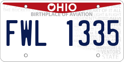 OH license plate FWL1335