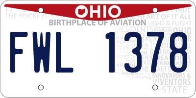OH license plate FWL1378