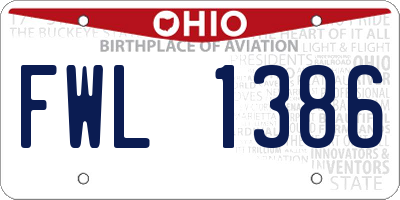 OH license plate FWL1386