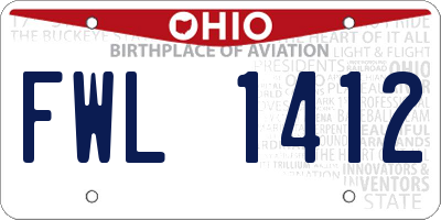 OH license plate FWL1412