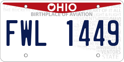 OH license plate FWL1449