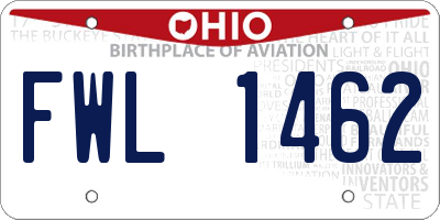 OH license plate FWL1462