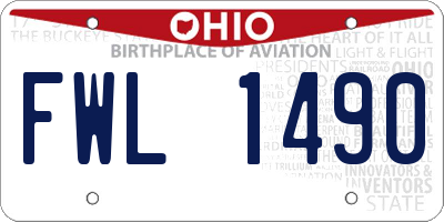 OH license plate FWL1490