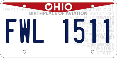 OH license plate FWL1511