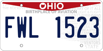 OH license plate FWL1523