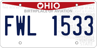 OH license plate FWL1533