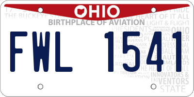 OH license plate FWL1541