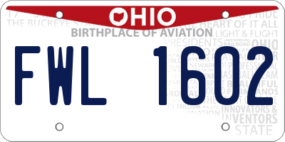 OH license plate FWL1602