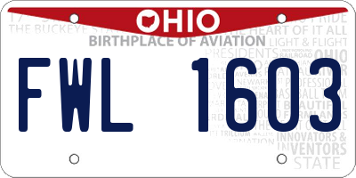 OH license plate FWL1603
