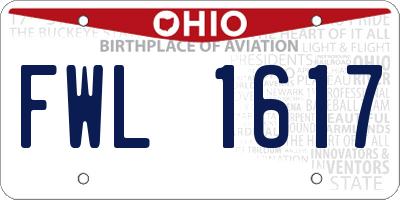 OH license plate FWL1617