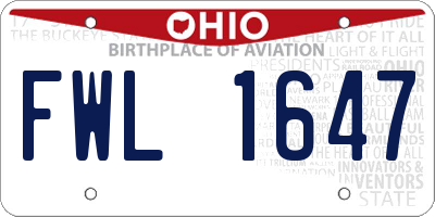OH license plate FWL1647