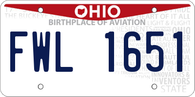 OH license plate FWL1651