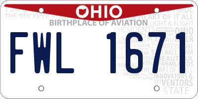 OH license plate FWL1671
