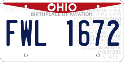OH license plate FWL1672