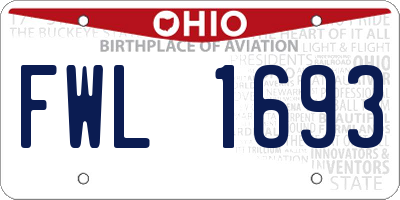 OH license plate FWL1693