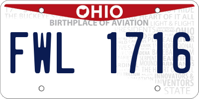 OH license plate FWL1716