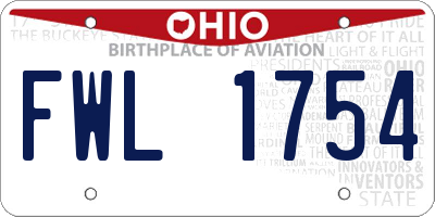 OH license plate FWL1754