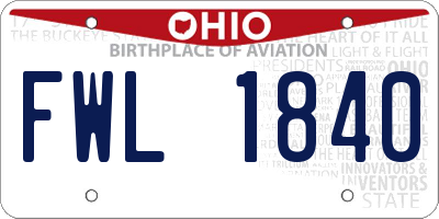 OH license plate FWL1840