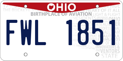 OH license plate FWL1851