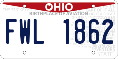OH license plate FWL1862
