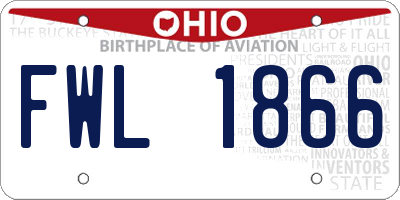 OH license plate FWL1866