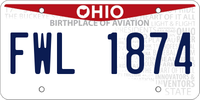 OH license plate FWL1874