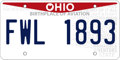 OH license plate FWL1893