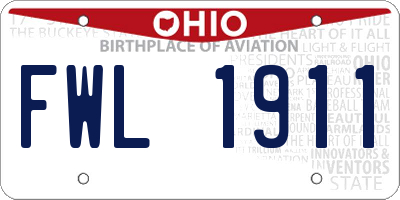 OH license plate FWL1911
