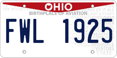 OH license plate FWL1925