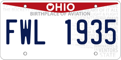 OH license plate FWL1935