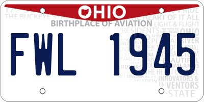 OH license plate FWL1945