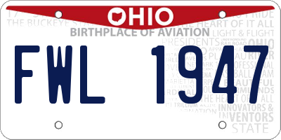OH license plate FWL1947